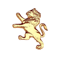 ODA Carved Lion Lapel Pin - Gold Plated