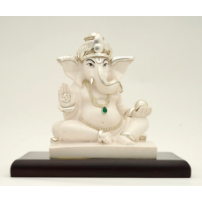 Ganesh With Wooden Base Figurine