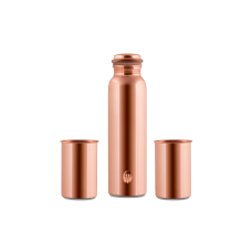 CopperKraft GANGA - Pure Copper Bottle and Tumblers Set - Glossy/Mirror finish