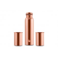 CopperKraft GANGA - Pure Copper Bottle and Tumblers Set - Glossy/Mirror finish
