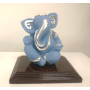 Blue Ganesh on Wooden Base Figurine