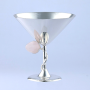 Rose Quartz Studded Pair of Martini Glass - Silver Plated