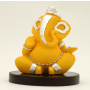 Yellow Ganesh With Wooden Base Figurine